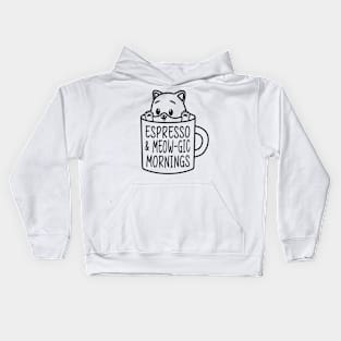 Espresso meow-gic mornings Kids Hoodie